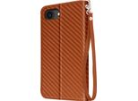 Avizar, Custodia In Carbonio Per Iphone 16E Con Portafoglio, Supporto E Cinturino Da Polso, Marrone