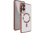 Avizar, Custodia Magsafe Per Samsung Galaxy S25 Edge In Silicone Con Cornice Cromata, Oro Rosa