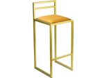 Sedia Da Bar 95 Cm Nera Con Schienale - Sedia Da Bar In Metallo Imbottita In Stile Loft - Oro - Giallo