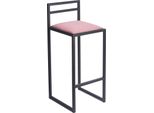 Sedia Da Bar Nera 95 Cm Con Schienale - Sedia Da Bar In Metallo Con Seduta Imbottita - Stile Industriale Loft - Rosa