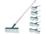 Rastrello In Metallo Kadax, Rastrello Piatto Con Manico In Legno, Scopa Per Giardino, Letto, Rastrello Per Foglie, Rastrello Per Prato, Verde, Attrezzo Da Giardino, Rastrello Per Fieno, Attrezzo Da Giardino, Rastrello Da Giardino (10 Rebbi)