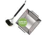 Blumtal Spazzola Per Griglia In Acciaio Inox E Vassoio Per Griglia (Grande) In Acciaio Inox - Spazzole Per Griglia A Gas - Cestino Per Griglia 29,5 X 29,5 X 6 Cm
