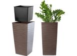 Vaso Per Piante Kadax Con Vaso Interno, Altezza 36,5 Cm, Moka - Vaso Per Fiori Resistente Alle Intemperie Per Interni Ed Esterni, Ideale Per Giardino, Balcone E Terrazza, Per Piantare, Decorare E Come Elegante Fioriera