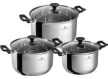 Set Di Pentole In Acciaio Inox 6 Pezzi 16/18/20 Cm Gourmet Line Manici Neri BL-3862