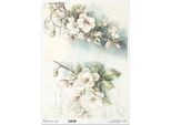 Carta Di Riso Per Decoupage Carta Artigianale Per Decoupage A3 ITD-1424L Fiori Su Rami