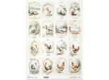 Carta Di Riso Per Decoupage Carta Artigianale Per Decoupage A3 ITD-1413L Galline Galli Anatre Oche