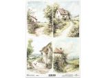 Itd Carta Di Riso Decoupage Tecnica Artigianale Tovagliolo Di Carta-R2577 Case Di Campagna