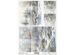 Itd Carta Di Riso Decoupage Tecnica Artigianale Tovagliolo Di Carta-R2557 Giardino D'inverno, Uccelli, Fiocchi Di Neve