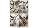 Itd Carta Di Riso Decoupage Tecnica Artigianale Tovagliolo Di Carta-R2536 Angeli, Corvi