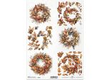 Itd Carta Di Riso Decoupage Tecnica Artigianale Tovagliolo Di Carta-R2494 3D Foglie D'autunno E Ghirlande Di Sorbo