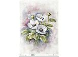 Carta Di Riso Per Decoupage Carta Per Decoupage A3 ITD-1307L Papaveri Bianchi