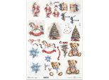 Carta Di Riso Per Decoupage Carta Artigianale Per Decoupage A3 ITD-1294L Babbo Natale, Cavallo A Dondolo, Orsacchiotto, Fiocco Di Neve, Regalo, Albero Di Natale