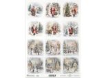 Itd Carta Di Riso Decoupage Tecnica Artigianale Tovagliolo Di Carta R2425 Bambini Pupazzo Di Neve Babbo Natale