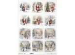 Carta Di Riso Per Decoupage Carta Artigianale Per Decoupage A3 ITD-1264L Pupazzi Di Neve Invernali Babbo Natale