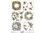 Itd Carta Di Riso Decoupage Tecnica Artigianale Tovagliolo Di Carta-R2432 Ghirlande Natalizie In Pigne Poinsettia
