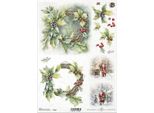 Itd Carta Di Riso Decoupage Tecnica Artigianale Tovagliolo Di Carta-R2445 Ghirlande Natalizie Babbo Natale