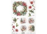 Itd Carta Di Riso Decoupage Tecnica Artigianale Tovagliolo Di Carta-R2444 Ghirlanda Di Natale Con Bambole Sotto L'albero Di Natale