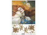 Itd Carta Di Riso Decoupage Tecnica Artigianale Tovagliolo Di Carta-R2403 Decorativo Fiore Femminile - Ispirato A Klimt