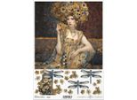 Itd Carta Di Riso Decoupage Tecnica Artigianale Tovagliolo Di Carta-R2408 Donna, Libellule, Motivi Art Nouveau - Ispirato A Klimt