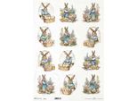 Carta Di Riso Per Decoupage A3 ITD-1207L Coniglietto Con Uova Di Pasqua