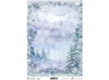 Carta Di Riso A4 Per Decoupage ITD-R1518 Inverno, Fiocchi Di Neve, Montagne, Foresta