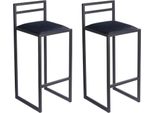 Set Di 2 Sgabelli Da Bar, Nero, 84 Cm Con Schienale - Sgabello Da Bar In Metallo Con Seduta Imbottita - Stile Loft Industriale - Nero