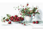 Luca-S Set Per Punto Croce "Fragole"", Schema Contato, 40,5X22,5Cm"