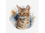 Luca-S Kit Per Ricamo A Punto Croce Con Telaio "Il Gatto Del Bengala"", Schema Contato, 16X16Cm"