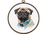 Kit Per Ricamo A Punto Croce Luca-S Con Cerchio Da Ricamo "Pug"", Schema Di Conteggio, 13X15Cm"