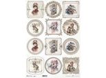 Itd Carta Di Riso Decoupage Carta Artigianale A3 Cornice Vintage, Figure, Paesaggio Invernale R3957L