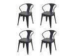 4Er-Set Esszimmerstuhl Mcw-H10D, Stuhl KüChenstuhl, Chesterfield Metall Kunstleder Industrial Gastronomie ~ Schwarz-Grau