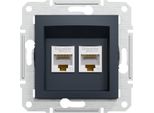 Doppia Presa Per Computer 2X RJ45 Cat. 5E Utp Senza Telaio Schneider Asfora Antracite