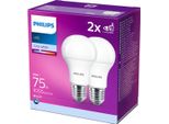 Philips Lampadina Led A60 E27 10W 4000K 1055Lm 230 V - Confezione Da 2 - Bianco Freddo