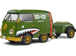 Solido 421186411 Vw T1 Bus Kool Kombi Army Fighter Verde Con Rimorchio 1:18