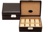Uhrenbox WINDROSE Merino, 803679.08, schwarz (schwarz, beige), Aufbewahrungsboxen, Damen, B/H/T: 19,5cm x 8,5cm x 15,5cm, Uhrenaufbewahrung, Uhrenetui, max.ØUhren 34mm, Armbanduhr,Geschenkidee, B:19,5cm H:8,5cm T:15,5cm