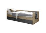 Boxxx Bett , Graphit, Eiche Artisan , 90x200 cm , Kinder- & Jugendzimmer, Kindermöbel, Kinderbetten, Kindereinzelbetten