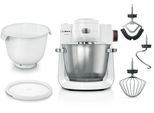 BOSCH Küchenmaschine MUMS6EW18, weiß, B:32cm H:33cm T:38cm, Küchenmaschinen, 7 Stufen, Knethaken/Rühr-/Silikonbesen, spülm.fest, Schüssel BPA-frei