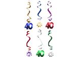 Spirali Appese Decorazione Compleanno Anniversario Numero 40 6 Pezzi Colorati 61Cm - Taglia Unica