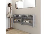 The Living Store Scarpiere A Muro 2 Pz. Grigio Cemento 80X18X60 Cm Materiale A Base Di Legno