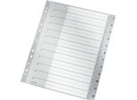 Leitz 1282-00-00 1282 Indice Numerico - 1-12, Pp, A4 Extra-Largo, 12 Fogli, Grigio
