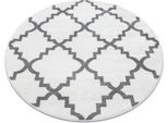 Tappeto Sketch Cerchio - F343 Crema/Grigio Marocco Trifoglio Trellis Bianca Ruota 100 Cm