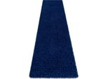 Tappeti, Tappeti Passatoie Soffi Shaggy 5Cm Blu Scuro - Per Il Soggiorno, La Cucina, Il Corridoio Azzurro 60X300 Cm