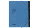 Elba 400001035 Ordnungsmappe Chic - 12 FäCher, A4, Karton (Rc), 450 G/Qm, Blau