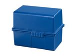 Han 978-14 Scatola Per Schede Din A8 Orizzontale - Per 200 Schede Con Cerniera In Acciaio, Blu