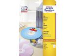 Avery Zweckform® L6043-25 L6043-25 Etichette Per Cd, Ø 117 Mm, 25 Fogli/50 Etichette, Bianco