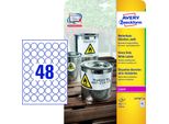 Avery Etichette Laser Per Uso Intensivo L4716 - Poliestere - Adesivo Permanente - Rivestito - Bianco - 30 Mm Rotondo 960 Etichette (20 Fogli X 48) Etichetta (L4716-20)