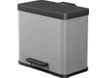 Hailo 0633-220 Separatore Di Rifiuti A Pedale ÖKo Trio Plus L - 3 X 9 L, Argento