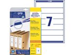 Avery Zweckform LR4760-25 Etichette Per Cartelle Di Riciclo, A4, 38 X 192 Mm, 30 Fogli/210 Etichette, Bianco Naturale