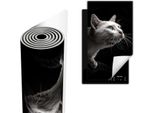 Copripiastra Per Fornelli Copripiastra Per Piano Cottura In Ceramica 30X52 Cm Tappetino Antiscivolo Roll-Up, Gatto Nero
