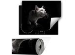 Copripiastra Per Fornelli Copripiastra Per Piano Cottura In Ceramica 80X52 Cm Tappetino Antiscivolo Roll-Up, Gatto Nero